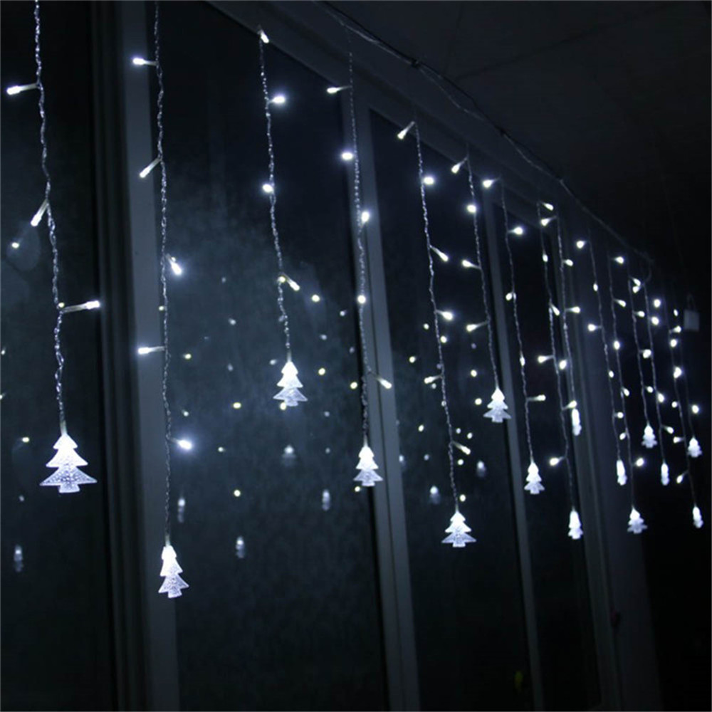 Guirxiété lumineuse LED pour sapin de Noël, rideau, éclairage ondulé intérieur et extérieur, décorations de Noël, décoration du Nouvel An, fête de: green / O