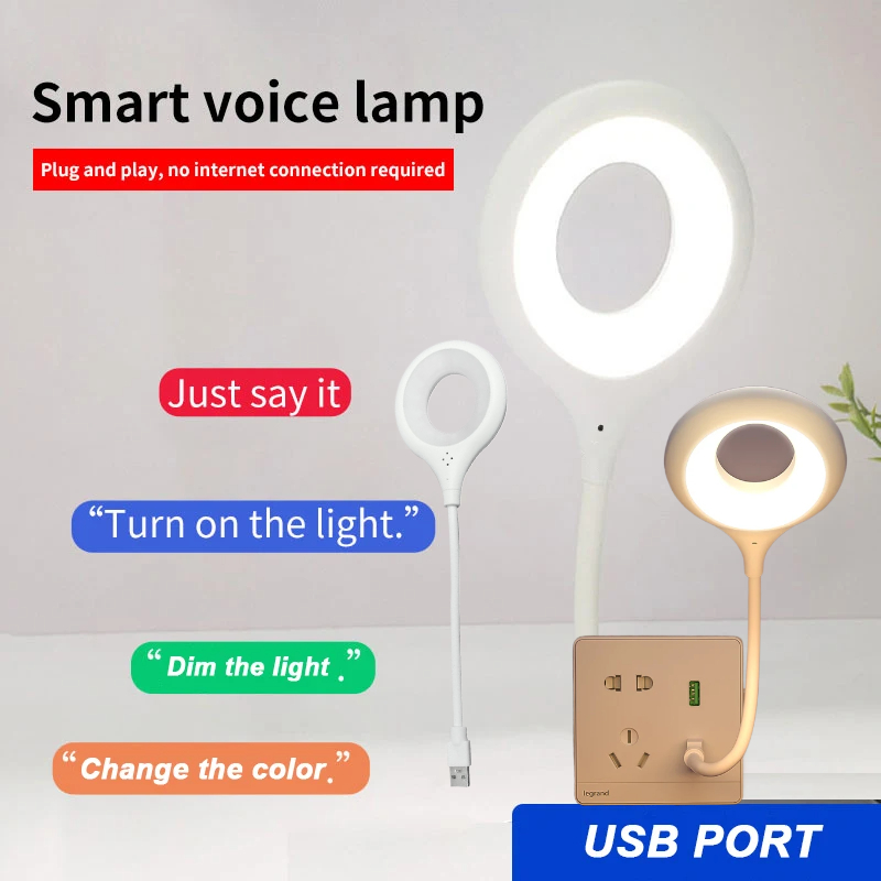 Led Voice Portable Usb Lamp Artificial Intelligence Sound Activated Controlled Eye Protection Read Table Lamp Plug Nightlight