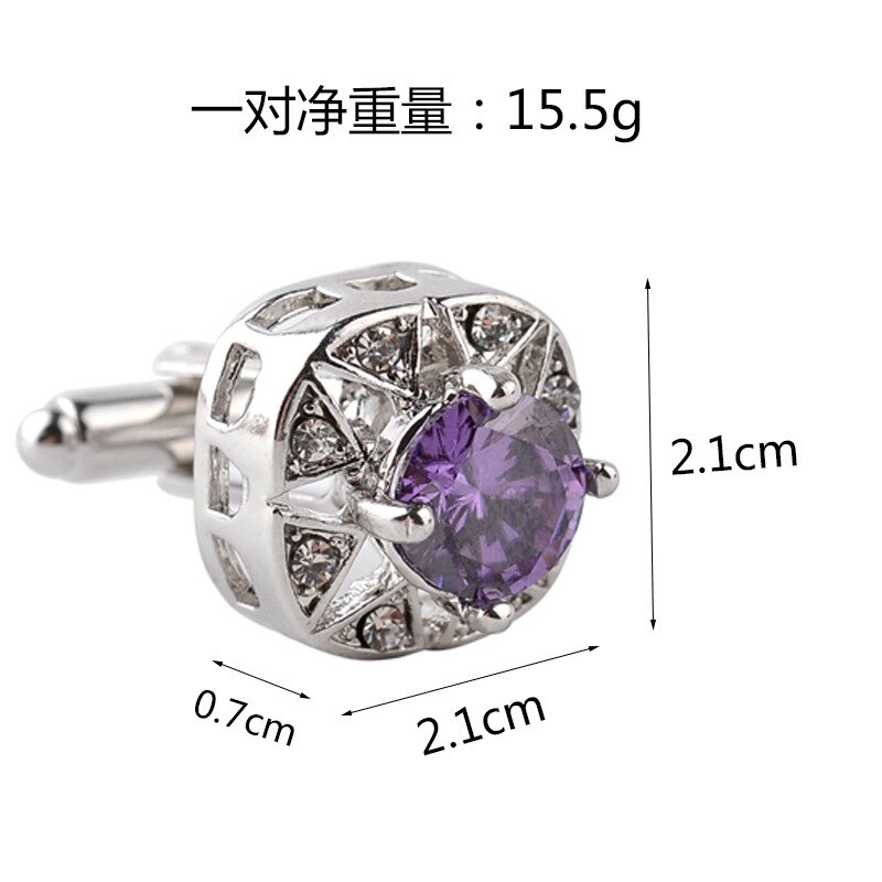 Luxury Crystal Cufflinks 2 Colors Option White Qurple Rhinestone Hotsale Cufflink Whoelsale &amp; Retail