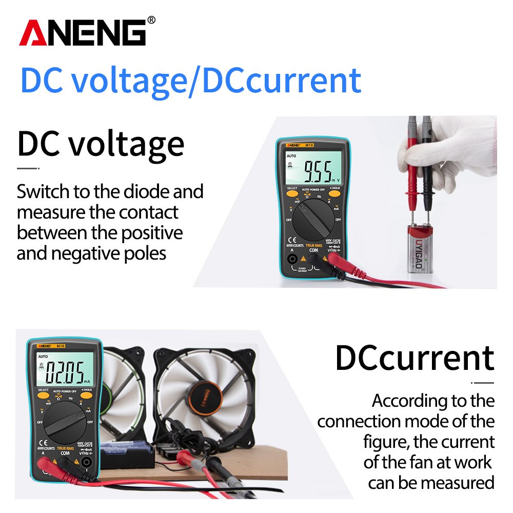 ANENG M10 Digital Multimeter Transistor Tester Analog 6000 counts Multimetro Profesional Capacitor Inductance Meter rm101/zt102