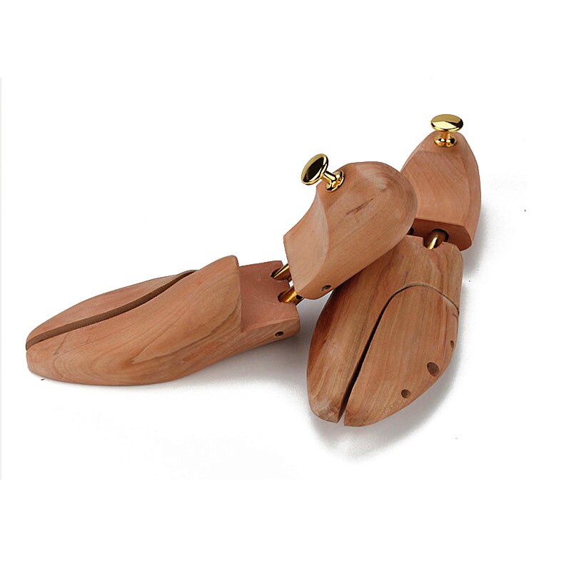 Hormas de madera para hombre, pomo de Metal de doble tubo, longitud y ancho ajustables, herramienta para el cuidado del zapato, antiarrugas, 1 par