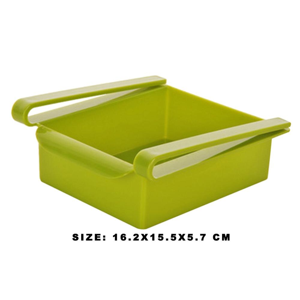 Kitchen Refrigerator Storage Rack Fridge Freezer Shelf Holder Pull-out Drawer Organiser Space Saver Organizer: B Green