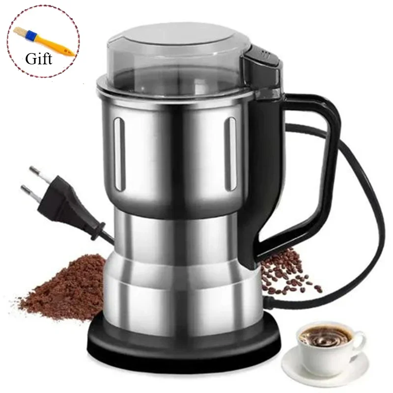 500ml elektriske kaffekværne i rustfrit stål med 4 blade og kaffebønnekværn, bærbart håndtag, multifunktionel krydderikværn til hjemmebrug