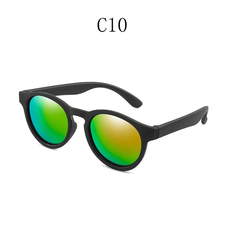 Gafas de sol polarizadas de goma niños TR90 niños niñas espejo Polaroid gafas de sol gafas de seguridad de silicona para niños bebé UV400: KPR07-C10