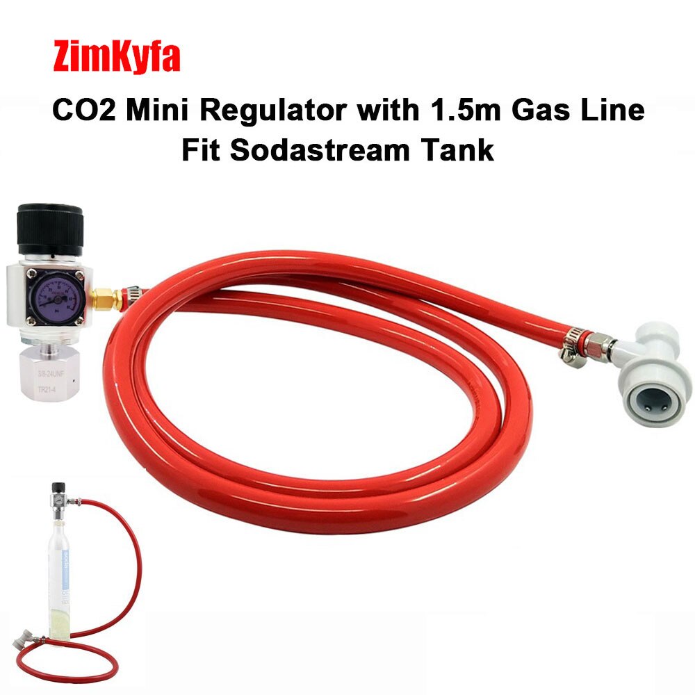 HomeBrew Beer Keg Portable Mini CO2 Cartridge Regulator with PVC Gas Line and Ball Lock Disconnect 0~60 PSI: Sodastream cylinder