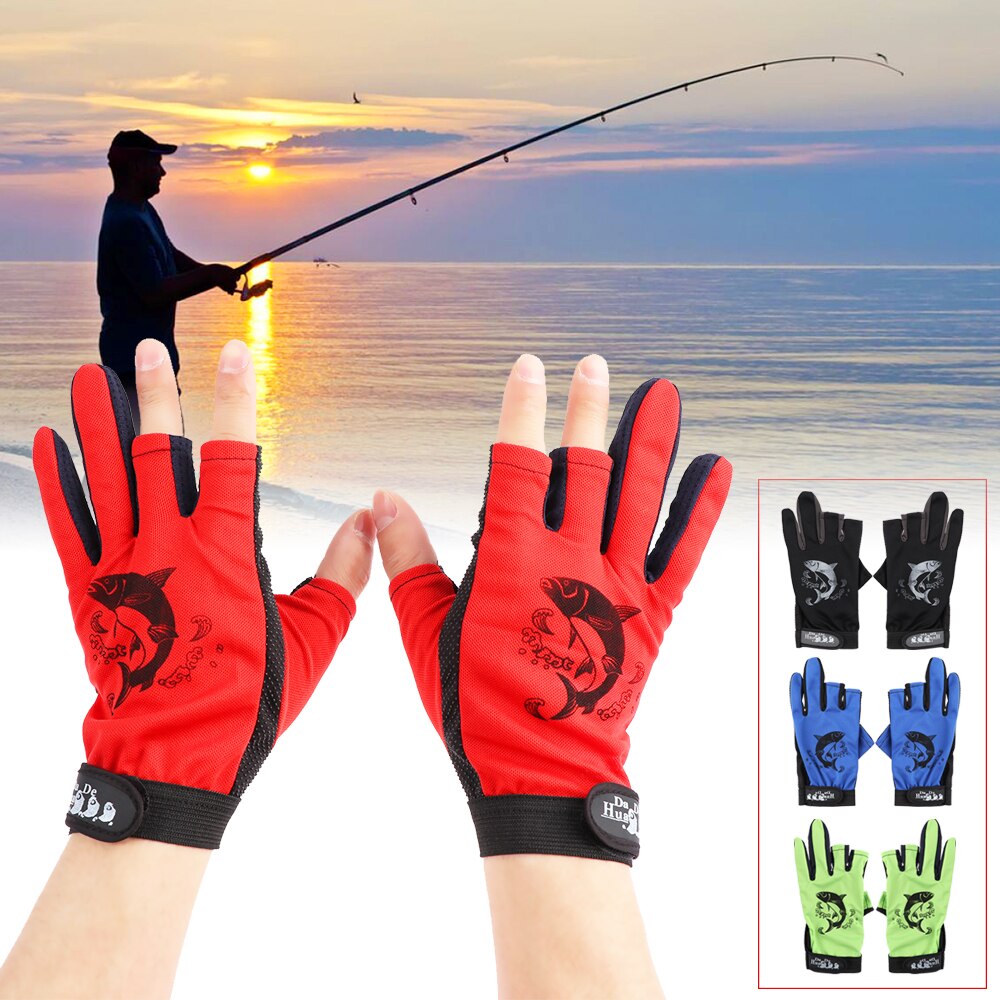 Sun Protection 3 Fingerless Fishing Gloves Breathable Quick Drying Anti-slip Fishing Gloves fishing For Unisex Finger Glove