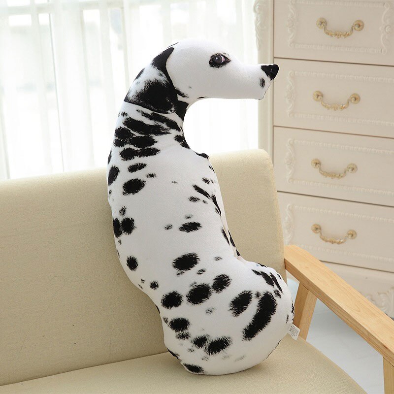 3d simulering plysj hundepute til trykk dyrepute naturtro morsom kastepute til sofa tegneserie av bomull: Flekkete hund