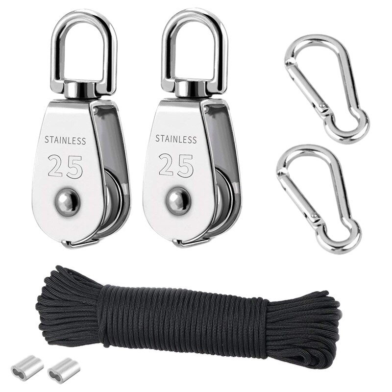 2 stuks  m25 kraan katrolblokken enkele katrolblok hangende draad sleepwiel 20 meter nylon katrollijn touw