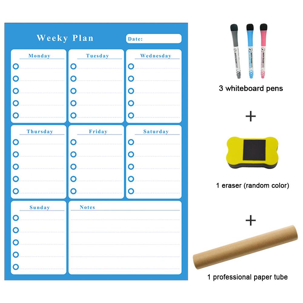 Dry Erase Calendar Kit- Magnetic Calendar for Refrigerator - Monthly Fridge Calendar Whiteboard with Magnet 3 Marker 1 Eraser: Blue