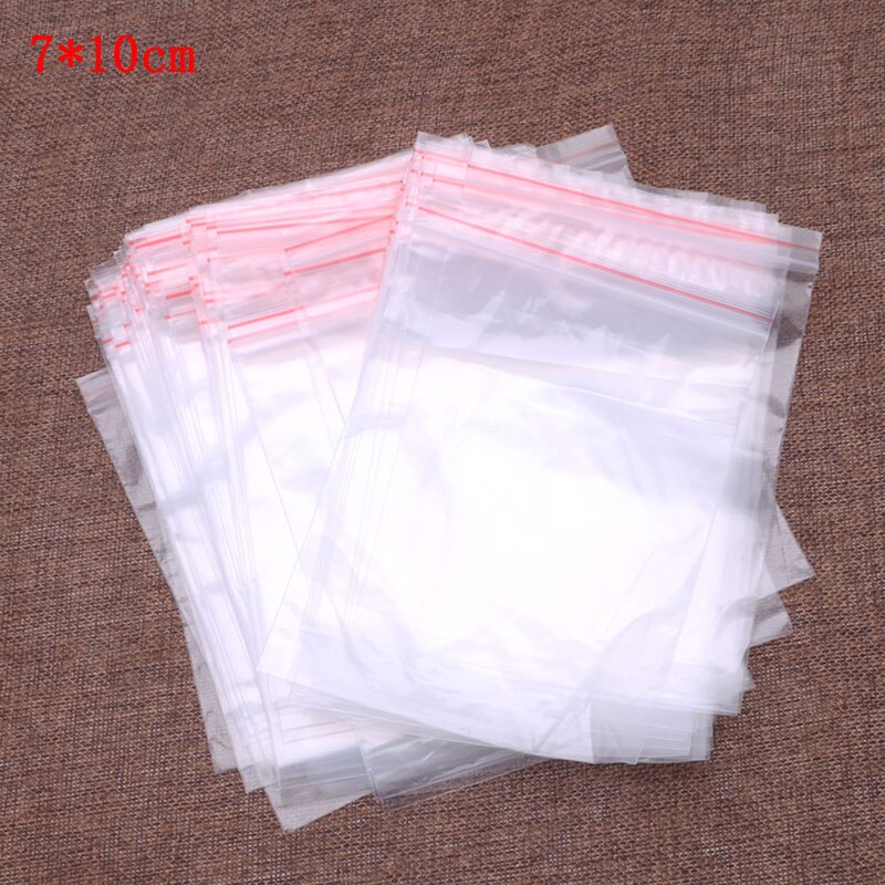 100 stk klar plast gjenlukkbar cellofan liten posere pakking oppbevaring forseglingsposer smykker glidelås glidelås polyposer 8 størrelser -f1fb: 4