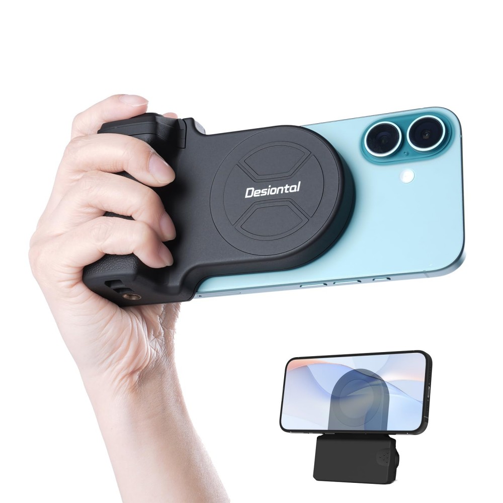 Smartphone-greep voor iPhone en Android Video-opnamehandvat Bluetooth-beugel Magnetische Progrip Fotografie-accessoire: WHITE