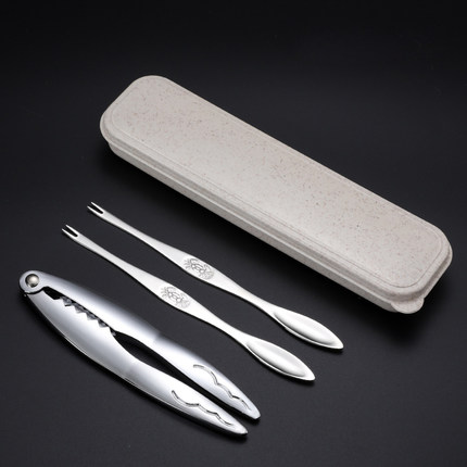 XMT-HOME Seafood tool crab cracker scissors fork shrimp peeler seafood set kitchen gadgets 1set: 3pcs D with box