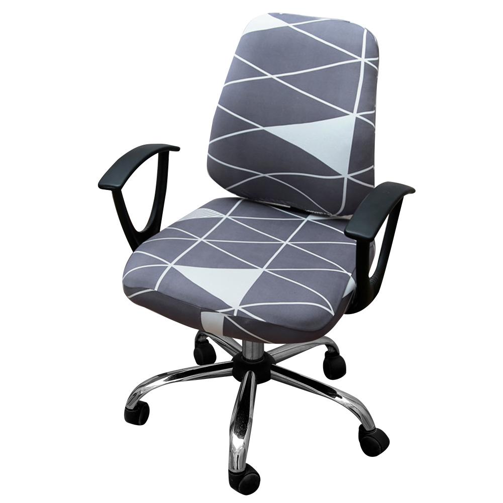 Housse de chaise d'ordinateur élastique extensible universelle couverture de chaise de bureau imprimée Spandex pour le dos et la Base de chaise de bureau d'étude à la maison: F