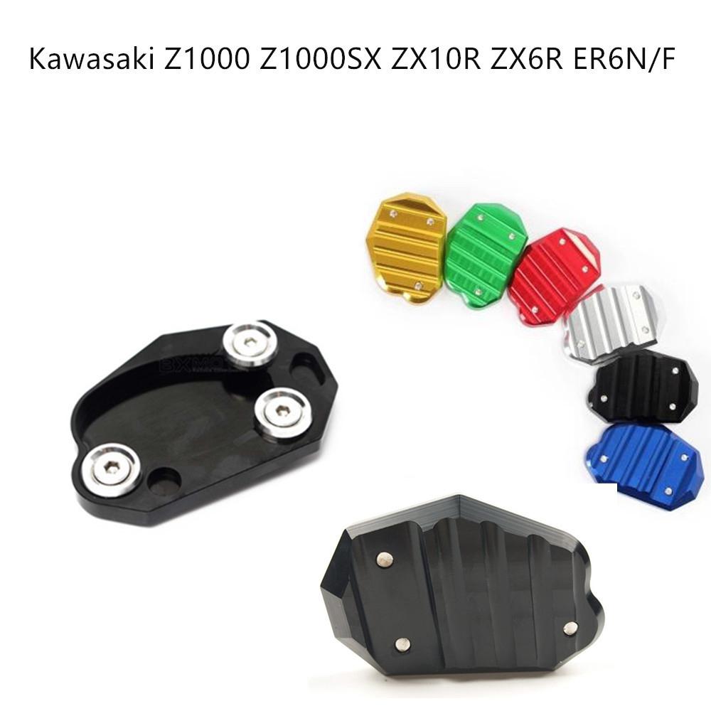 Motorfiets Aluminium Kickstand Plaat Zijstandaard Voet Enlarger Extension Pad Voor Kawasaki Z1000 Z1000SX ZX10R ZX6R ER6N/F