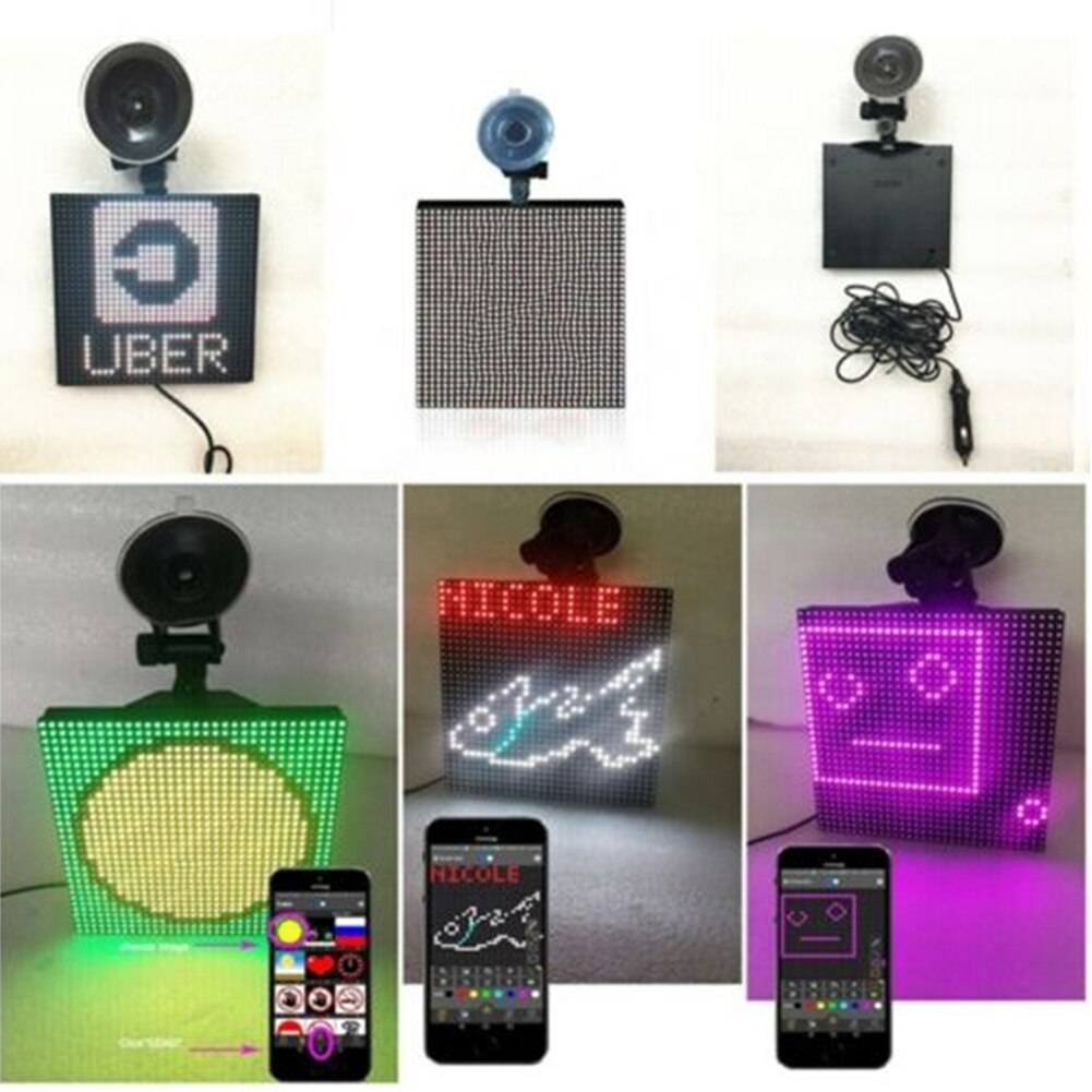 Fuld farve trådløs bluetooth app kontrol bil smiley ansigt førte bil skilt led butik tegn køretøj rgb emoticon display