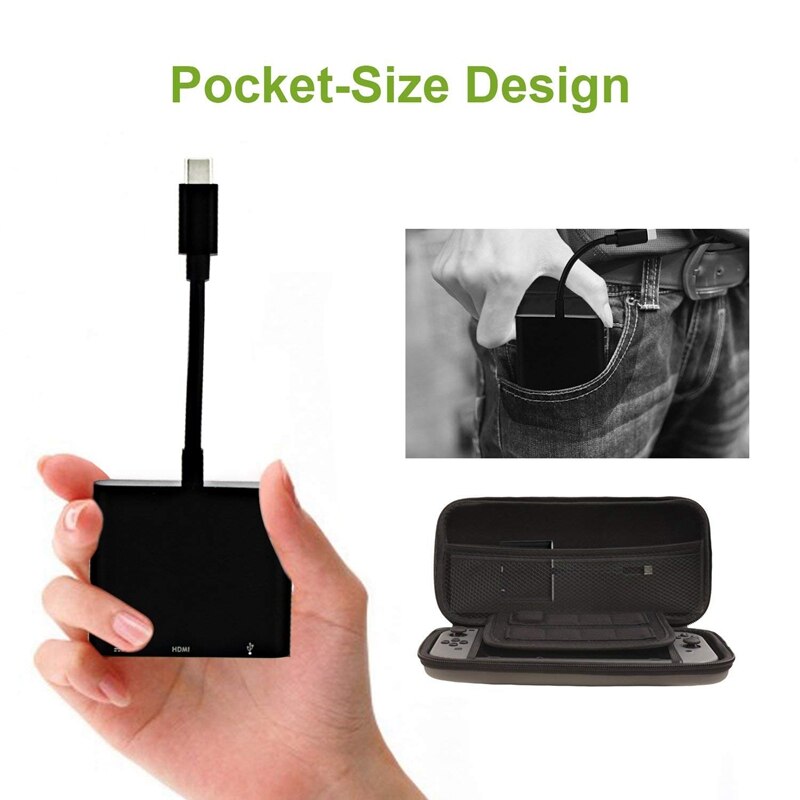 Adaptateur de moyeu HDMI USB C pour Nintendo Switch, 1080P Type C vers HDMI câble de convertisseur pour Nintendo Switch