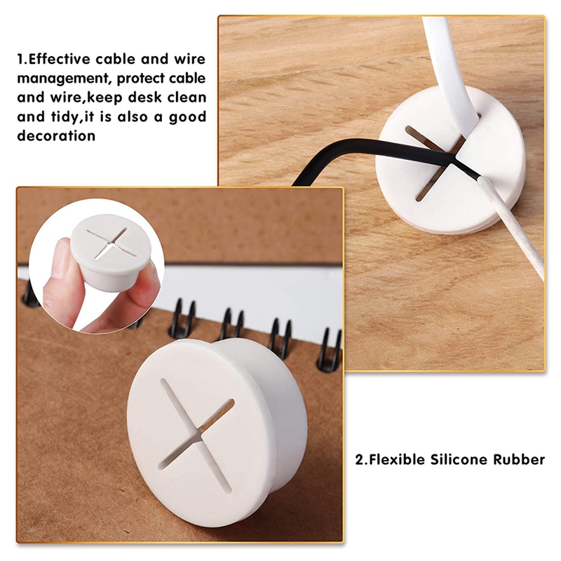 12 Pieces Cable Cord Grommet Desk Cable Hole Cover 1 Inch Rubber Wire Organizer for Desk Table TV Hole Cable Management