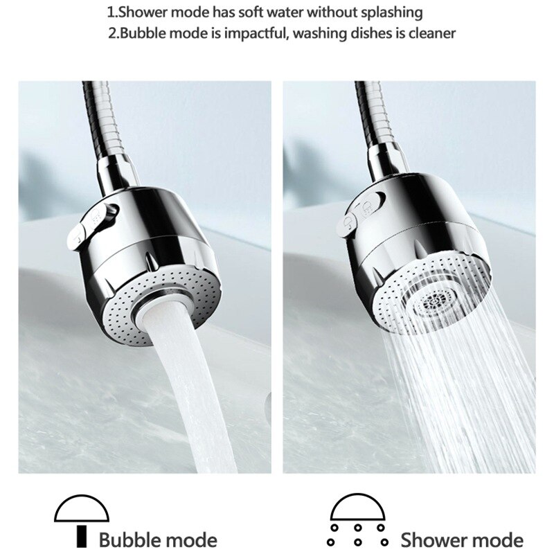 360 Degree Swivel Kitchen Faucet Aerator Bubbler Adjustable Dual Mode Sprayer Filter Diffuser Water Saving Nozzle Fauc Connector