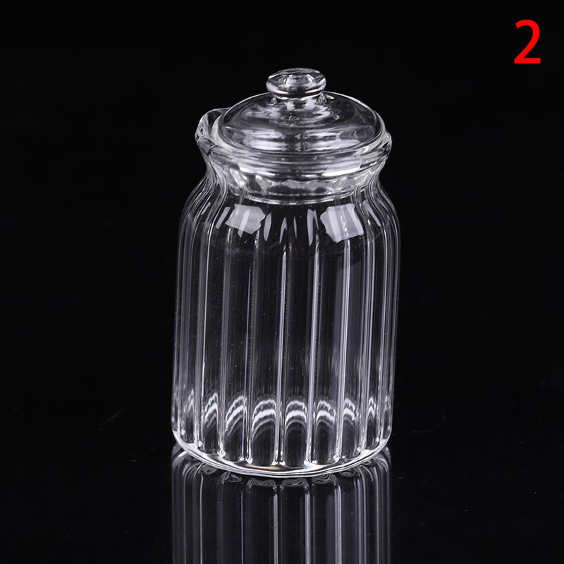 Dockhus miniatyr glas godis burk simulering godis flaska modell leksak 1/12 skala låtsas leksak för hem kök dekor: 2