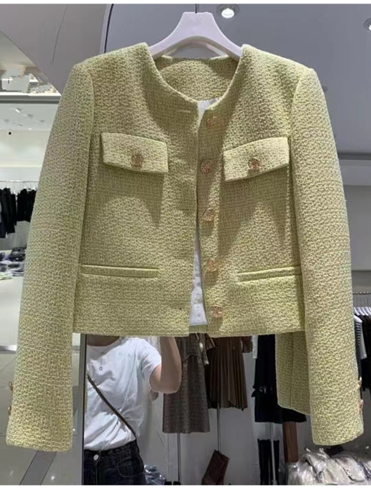 Smthma koreansk chic kvinnlig tweed basjacka kappa damkläder catwalk-stil ylle ytterkläder