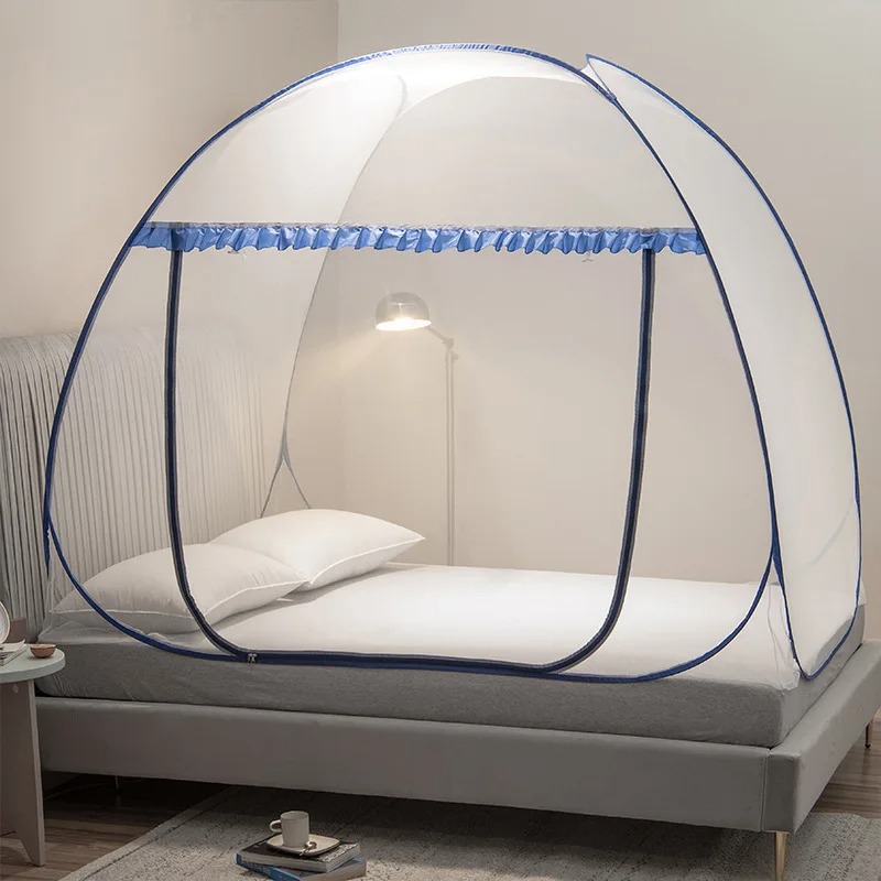 Myggnät för sovrumssängar hopfällbart tält med en knapptryckning hopfällbart för enkel dubbelsäng utomhus stor myggnät för cama: 1.5m (5 fot) säng / Svart