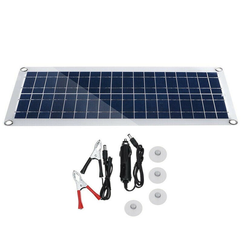 Flexible 12V 30W Dual USB Solar Panel+ 40A Solar Charger Controller For Battery Cell Phone Charger with Battery Clip