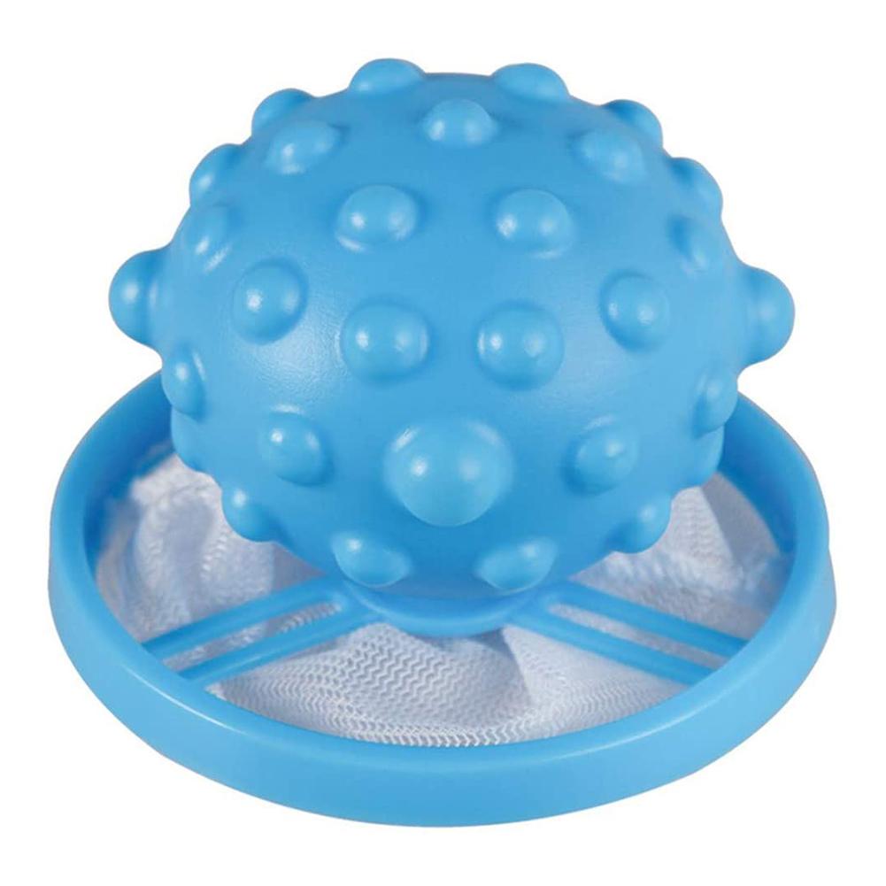 Laundry Ball Washer Filter Floating Reusable Lint Trap Mesh Bag Washing Machine Hair Filter Net #4W: Blue