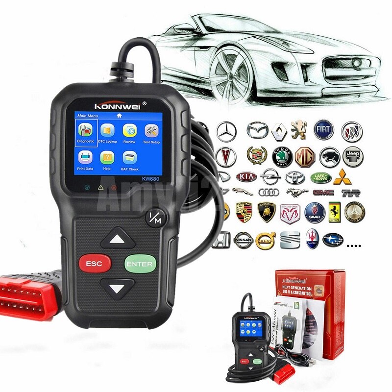 KW680 Diagnostic Scan Tool Car Code Reader CAN OBDII OBD2 EOBD Fault Scanner Automatic automatic scanner
