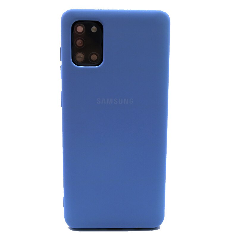 Samsung Galaxy A31 Flüssigkeit Silikon Fall Weichen Seidige Shell Abdeckung Galaxy A 31 Soft-Touch Zurück Schutzhülle: Blue