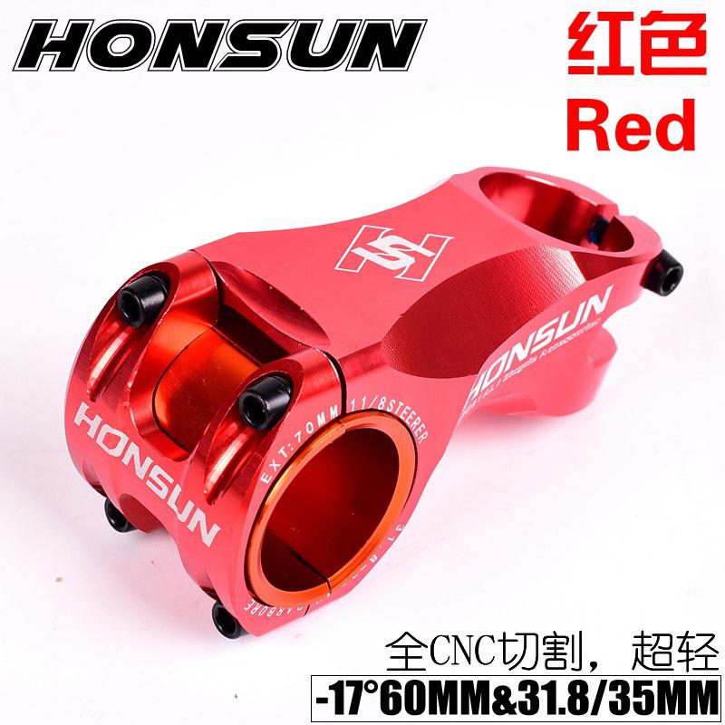 Ultralight Aluminium Biycle Stem Mtb Road Moutain Bike Stem -17 Graden 70Mm Xc 35/31.8Mm Racefiets Onderdelen: Red