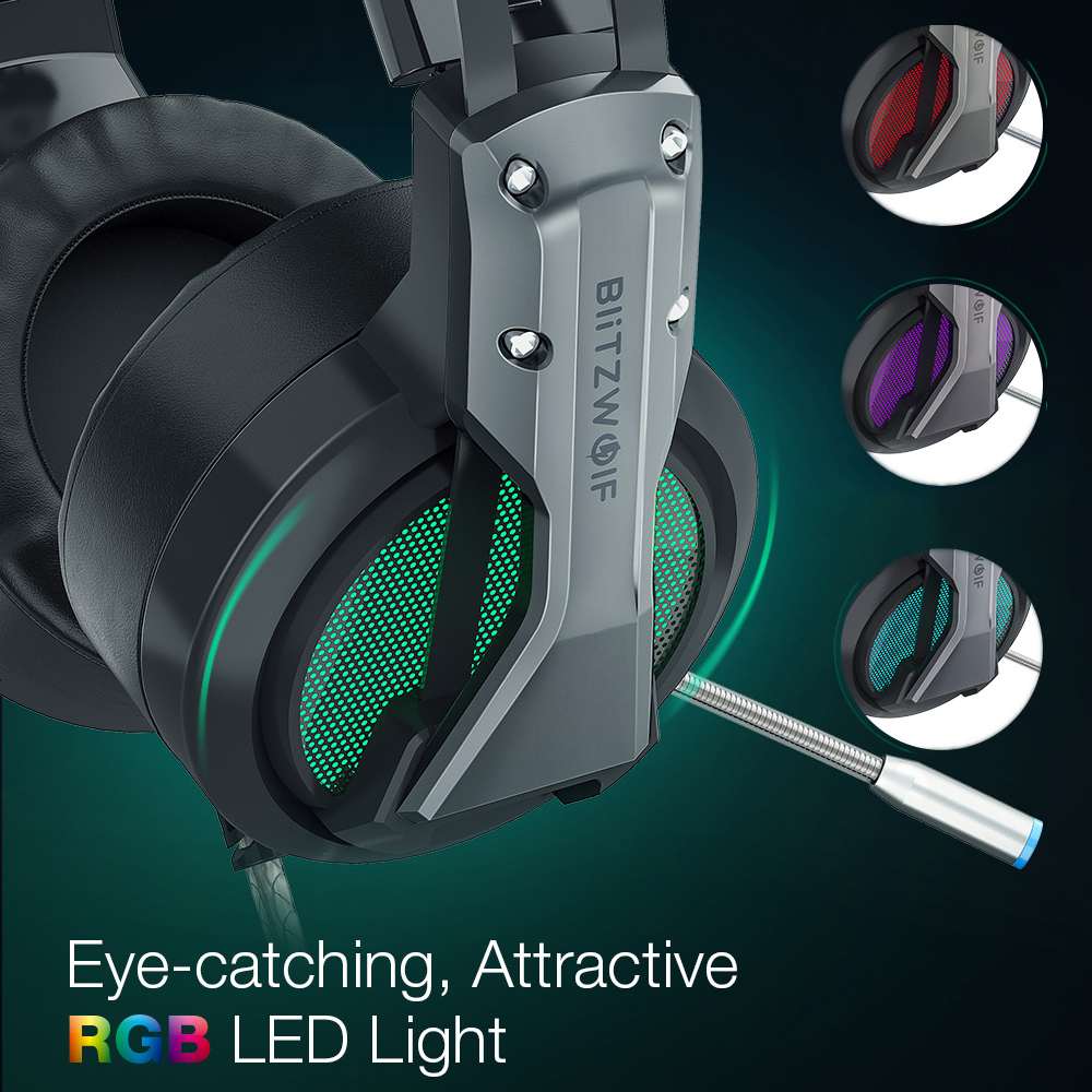 BlitzWolf BW-GH1 Gaming Headphone with Microphone 7.1 Surround Sound Noise Isolating Game Headset Gaming for Computer PC for PS4