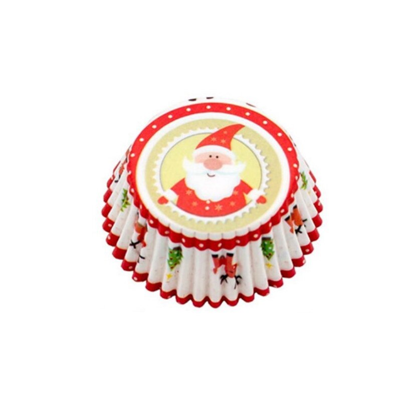 Moldes de papel para pastelitos de Navidad decoración para pasteles, accesorios de cocina, utensilios de decoración de repostería, 100 Uds.: D