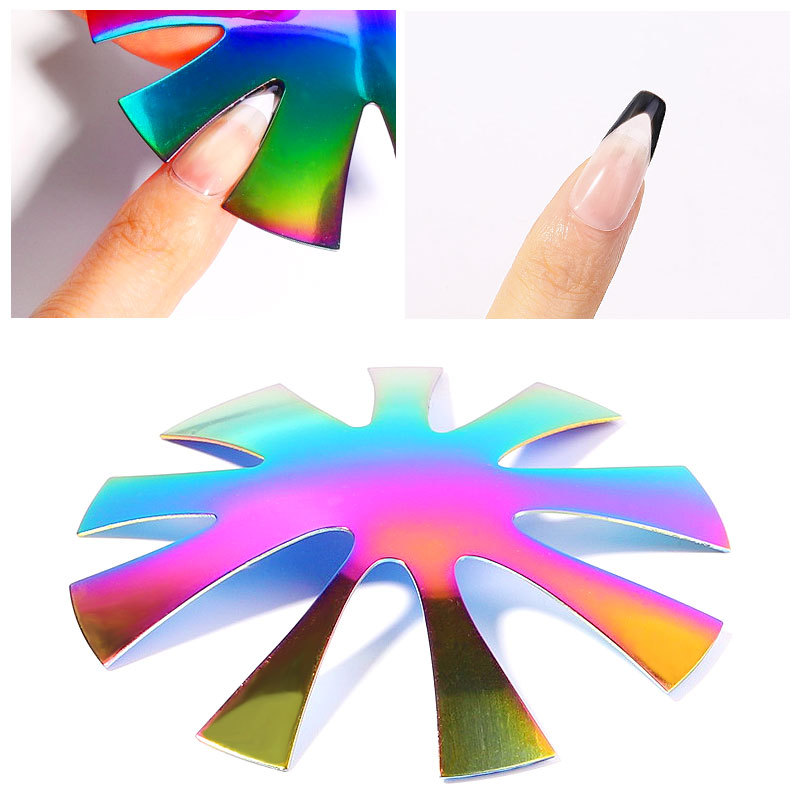9 størrelser mandel form spiker maler trimmer akryl gel cut v linje fransk manikyr cutter verktøy metall spiker kant cutter