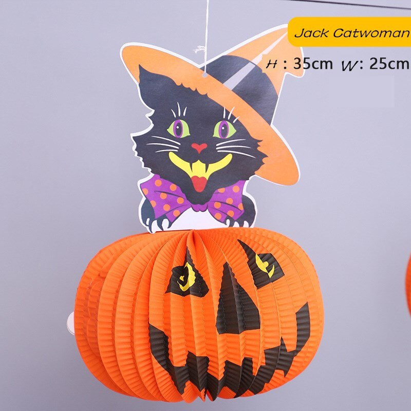 2 pc/ set halloween dekorationer bar rolig spöke fladdermus spindel pumpa lykta prydnad dekoration halloween festlokal layout rekvisita: Jack catwoman