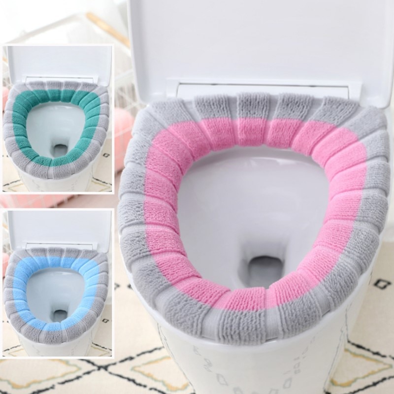 O-form doble toalettseter varme tykt strikket gresskarmønster mykt materiale toalettsetepute diameter