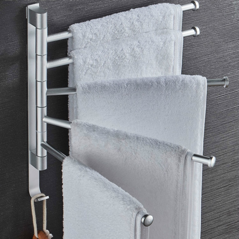 Rustfrit stål hulfri håndklædestang roterende håndklædestativ badeværelse vægmonteret håndklæde poleret rackholderhardware  pf08231