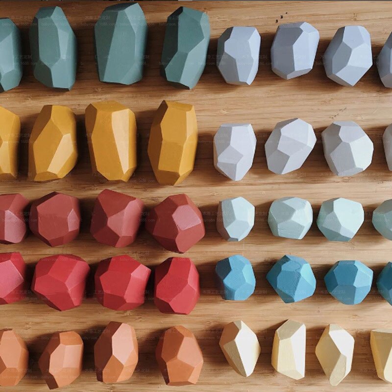 Kinderen Houten Kleurrijke Steen Jenga Bouwsteen Educatief Speelgoed Nordic Stijl Regenboog Stapelen Spel Houten Speelgoed