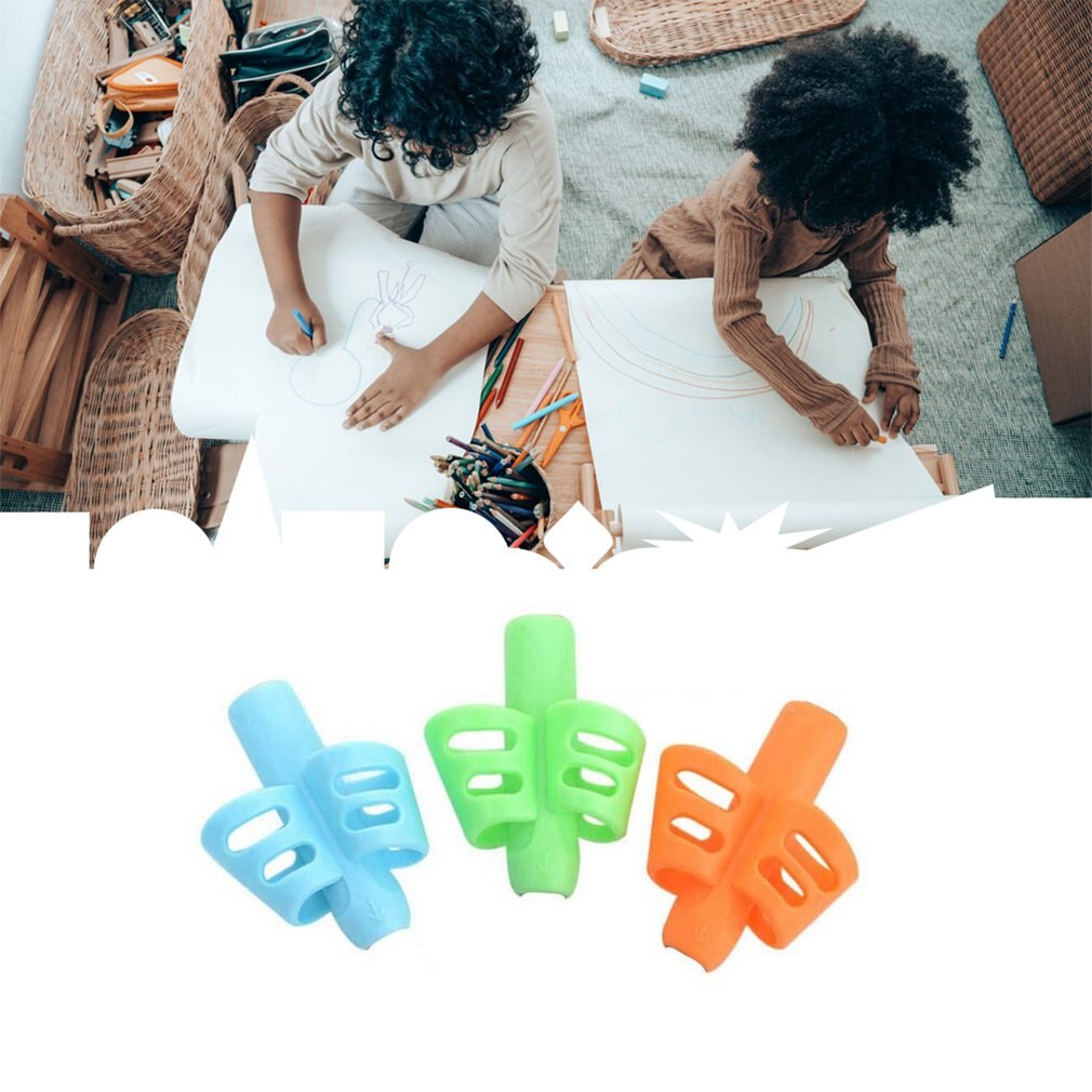 soft silicone two-finger pen holder with ergonomic handle random color handwriting holder for children and adults