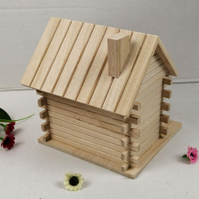 Casa de madera para pájaros, caja para cría de aves, nido exterior, cabaña, juguete para mascotas