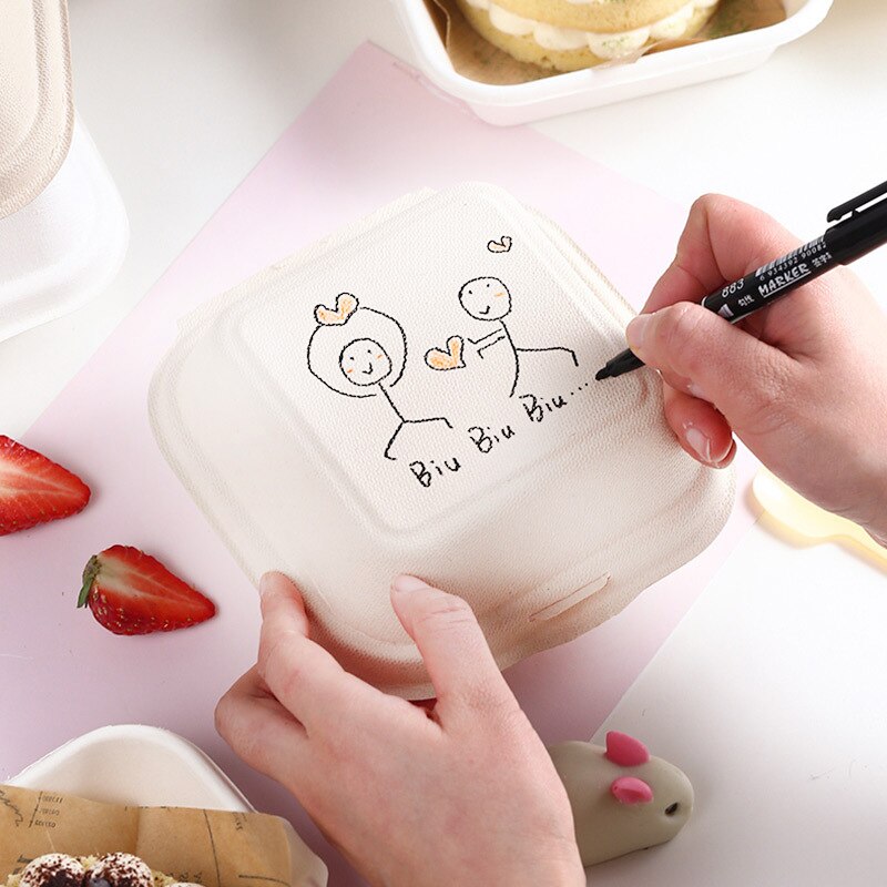 1/10PCS Disposable Bento Lunch Box Baking Cak Food Containers Dessert Environmental Protection Snack Box Microwavable Bento Box