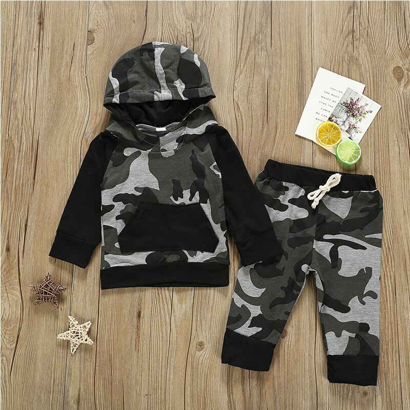 Baby Jongens Kleding Set Lente Herfst Kinderen Sport Hooded T-Shirt Broek 2 stuks Kinderen Casual Trainingspakken Camouflage Uniform