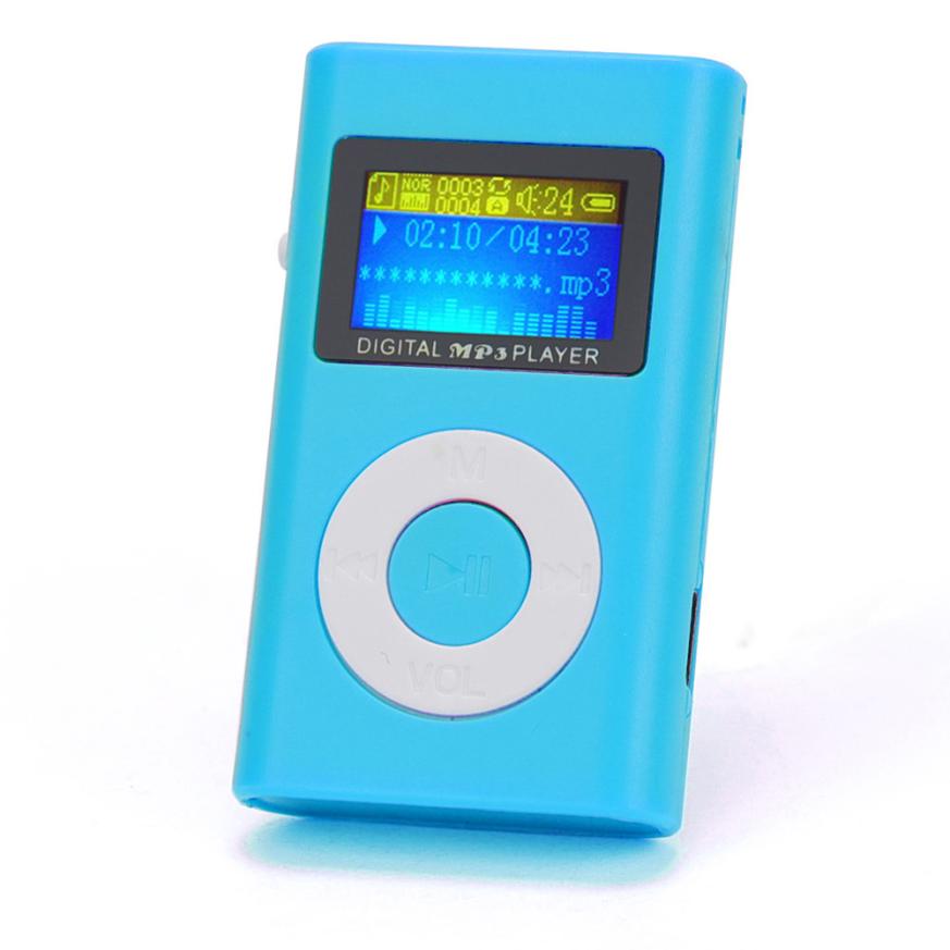 USB Mini MP3 Player LCD Screen Support 32GB Micro SD TF Card MP3 plaer Slick stylish Sport music player 0: Blue