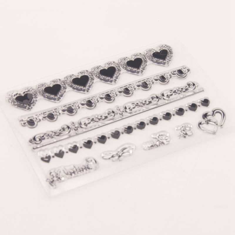 Love Heart strip Border Transparent Clear Silicone Stamp/Seal for DIY Scrapbooking/Photo Album Card Making Stamps