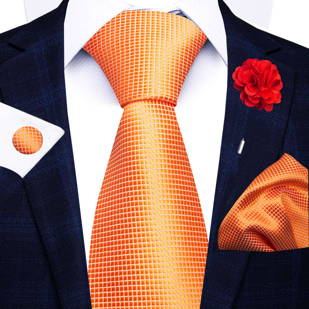 de vacaciones 8 cm corbata pañuelo gemelos Pin Set para hombres corbata raya traje rojo accesorios boda Gravatas: Verde militar