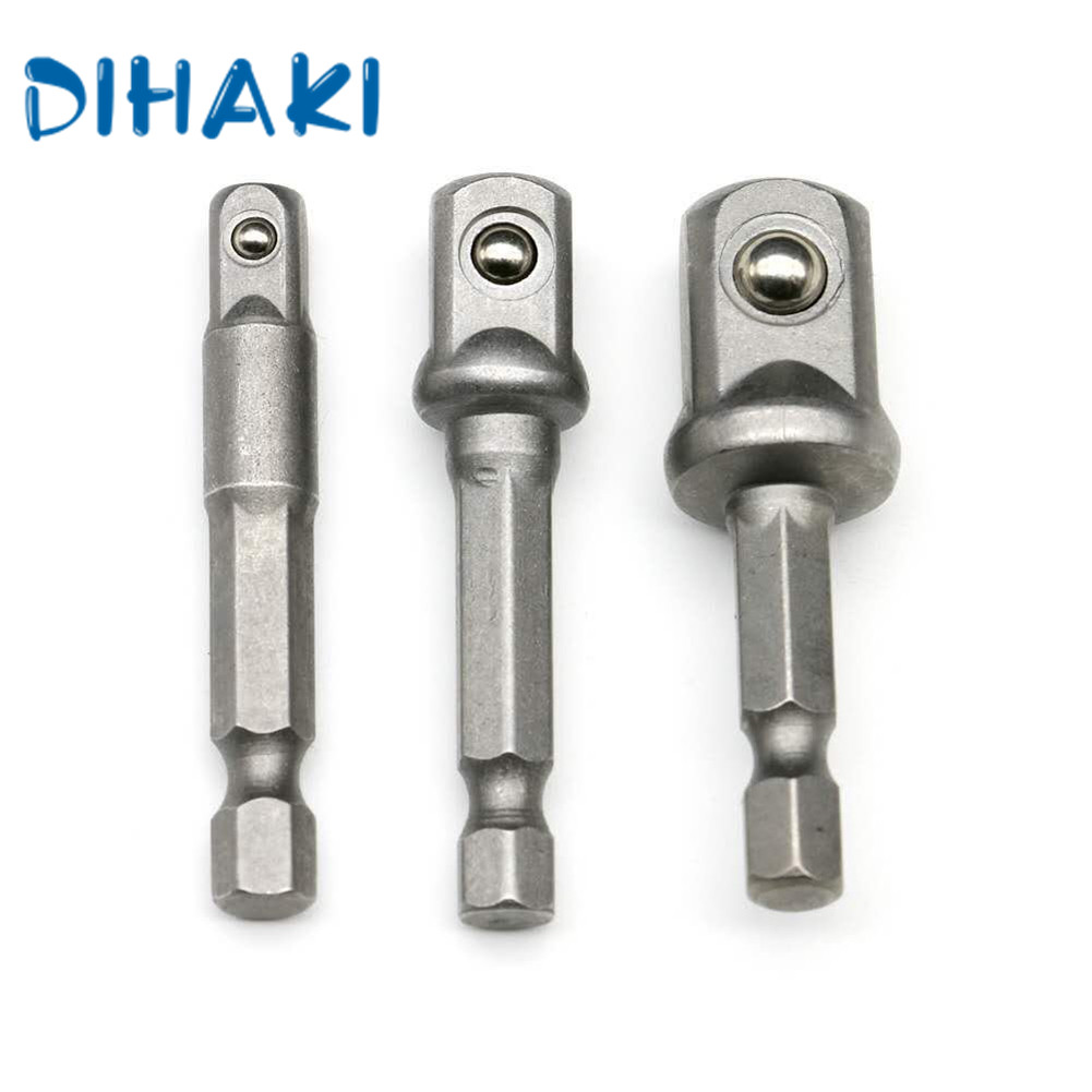 3Pcs/Set 1/4" 3/8" 1/2" Hex Wrench Sleeve Extension Bar Hex Power Drill Bit Driver Socket Bits Set For Electric Screwdriver Bits