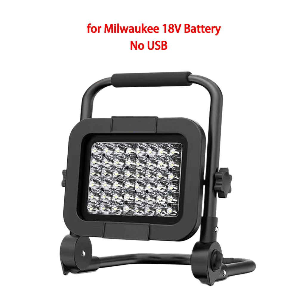 Led-lys, ledningsfri, udendørs spotlight, arbejde, fiskeri, håndholdt nødværktøjslampe, passer til makita/dewalt/milwaukee, 18v batterier, (0/2 usb: 4.5 w