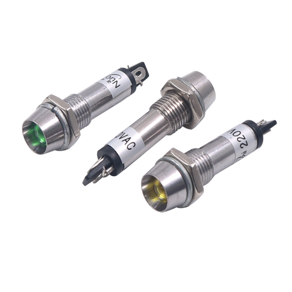 10Pcs Panel 8mm Mounting Red Green Yellow Indicator Light Indication LED Signal Lamp DC24V XD8-1