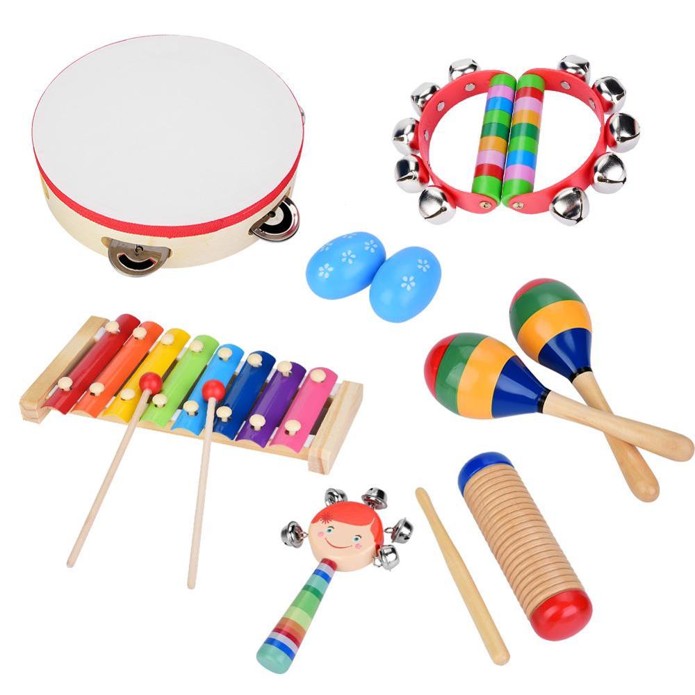 12 stuks muziekinstrumenten voor peuters, houten xylofoonset, percussiespeelgoed voor kinderen, instrumenten voor kleuteronderwijs: 13 stuks