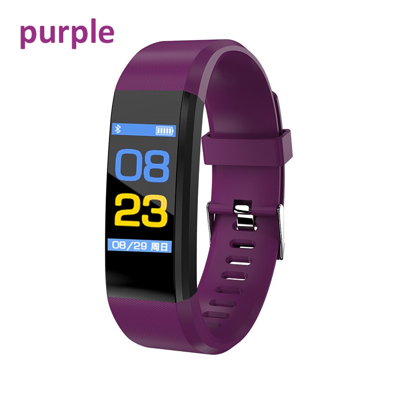 Smart Armband Fitness Tracker Heart Rate Monitor Smart Armband Uhr Männer Frauen Sport Uhr Blutdruck Monitor Band: LILA