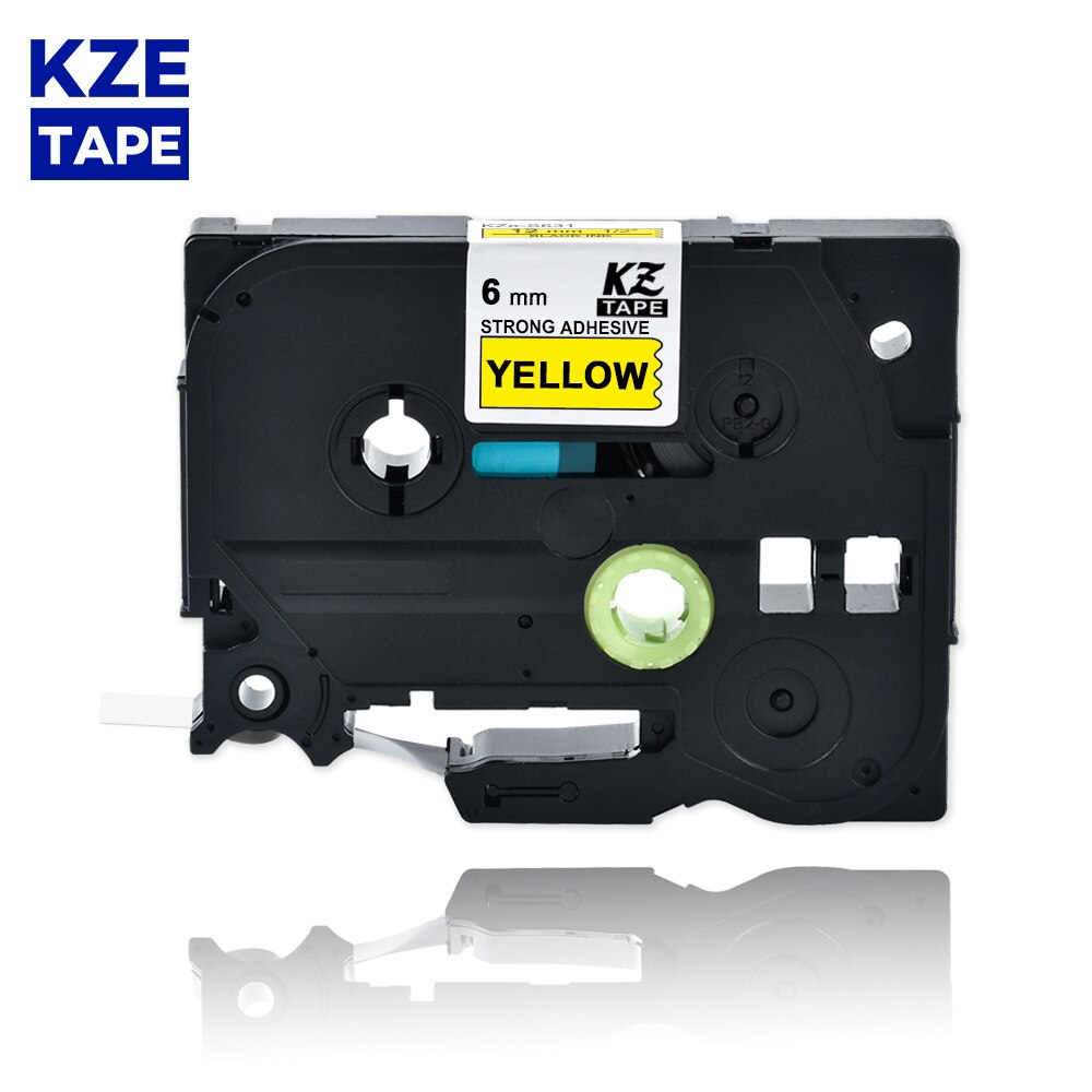 6mm multifarvet stærkt klæbende tape tape tze tape til brother p-touch printere som tze -s211 tze -s111 tzes 411 tze -s511 tze -s611: Sort på gul